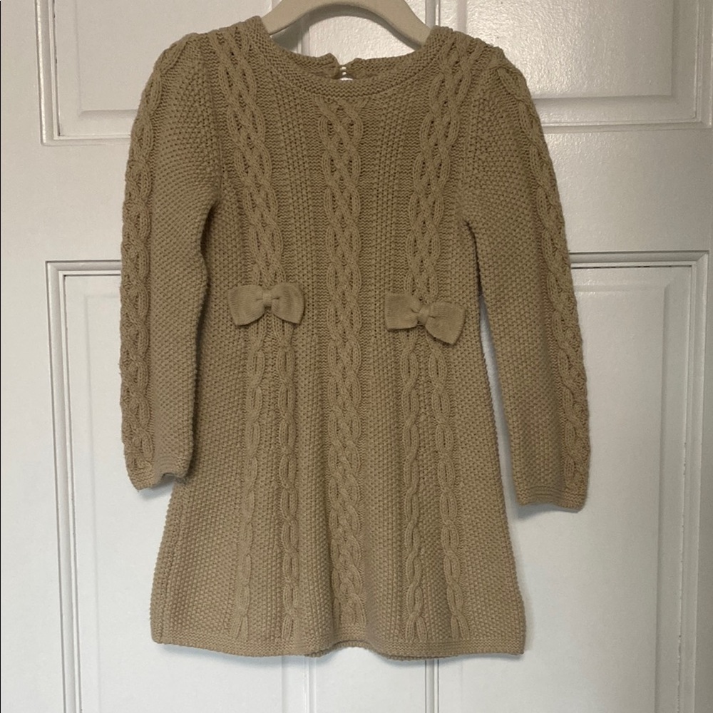 Cable Knit Sweater Dress with Bows